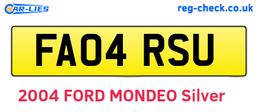 FA04RSU are the vehicle registration plates.
