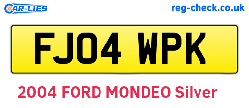FJ04WPK are the vehicle registration plates.