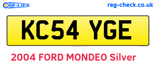 KC54YGE are the vehicle registration plates.