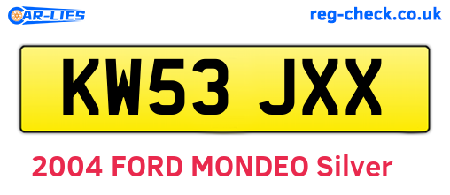 KW53JXX are the vehicle registration plates.