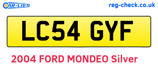LC54GYF are the vehicle registration plates.