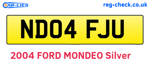 ND04FJU are the vehicle registration plates.