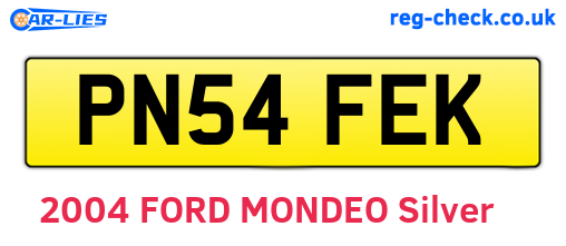 PN54FEK are the vehicle registration plates.