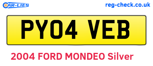 PY04VEB are the vehicle registration plates.