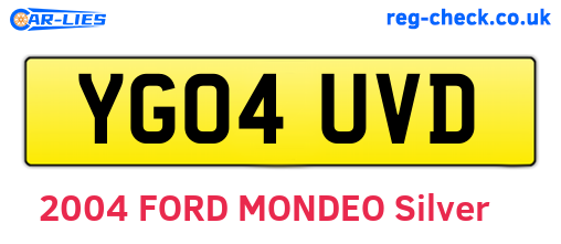 YG04UVD are the vehicle registration plates.