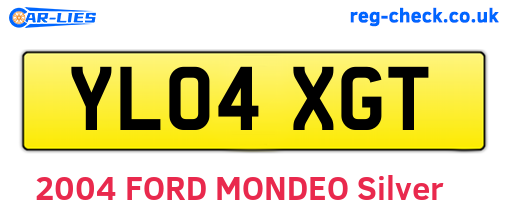YL04XGT are the vehicle registration plates.