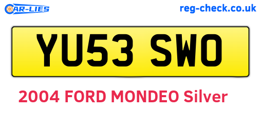 YU53SWO are the vehicle registration plates.