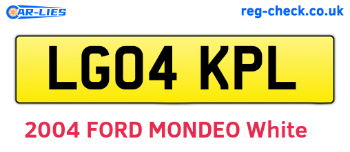 LG04KPL are the vehicle registration plates.