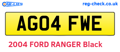 AG04FWE are the vehicle registration plates.