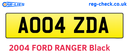 AO04ZDA are the vehicle registration plates.