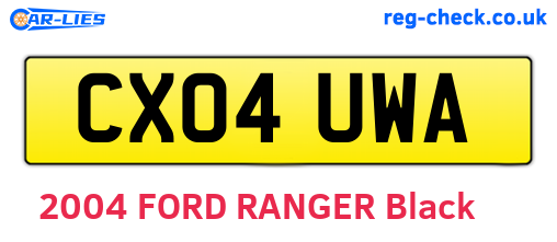 CX04UWA are the vehicle registration plates.