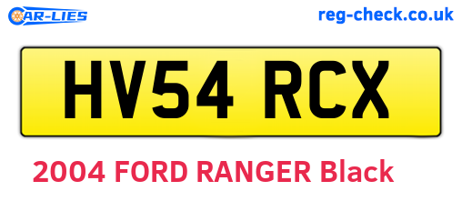 HV54RCX are the vehicle registration plates.