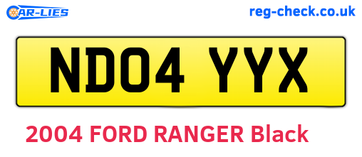 ND04YYX are the vehicle registration plates.