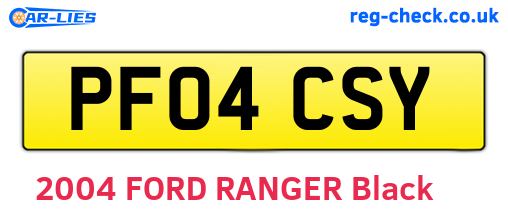 PF04CSY are the vehicle registration plates.