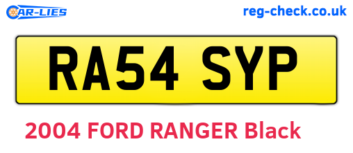 RA54SYP are the vehicle registration plates.