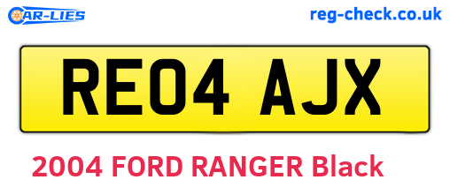 RE04AJX are the vehicle registration plates.
