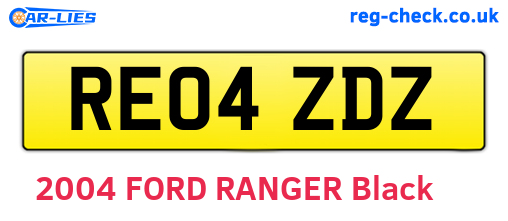 RE04ZDZ are the vehicle registration plates.