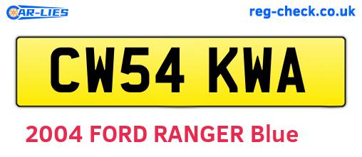 CW54KWA are the vehicle registration plates.