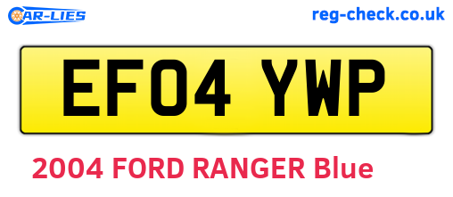 EF04YWP are the vehicle registration plates.