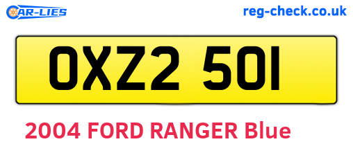 OXZ2501 are the vehicle registration plates.