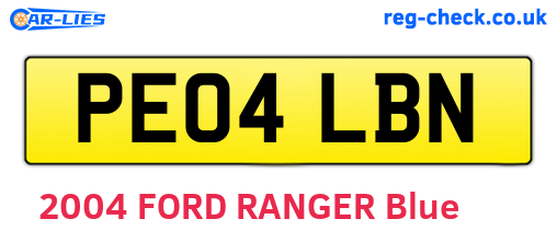 PE04LBN are the vehicle registration plates.