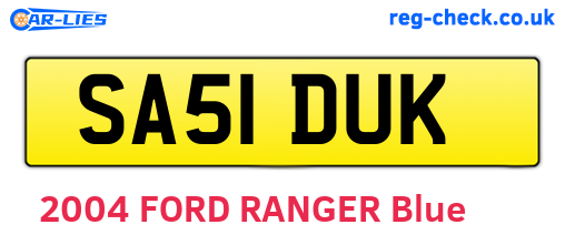 SA51DUK are the vehicle registration plates.