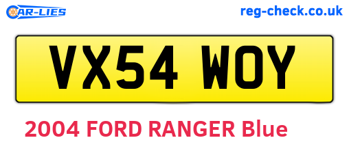 VX54WOY are the vehicle registration plates.
