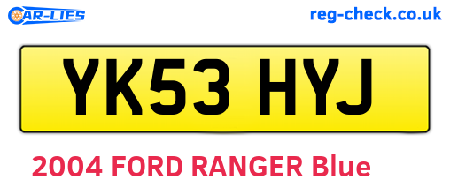 YK53HYJ are the vehicle registration plates.