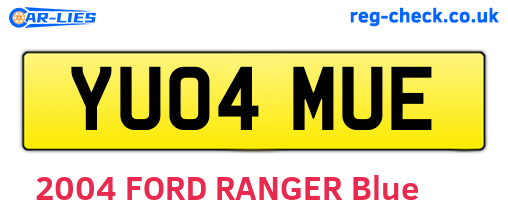 YU04MUE are the vehicle registration plates.