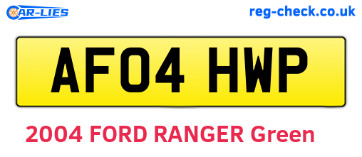 AF04HWP are the vehicle registration plates.