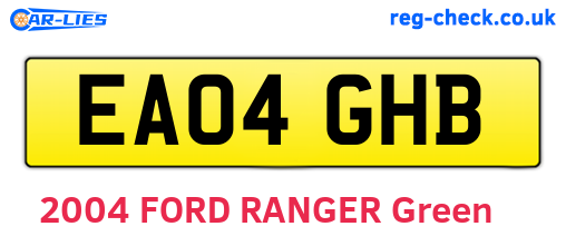 EA04GHB are the vehicle registration plates.