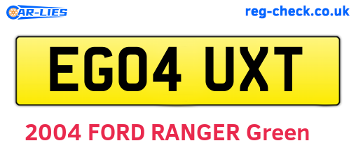 EG04UXT are the vehicle registration plates.