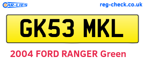 GK53MKL are the vehicle registration plates.