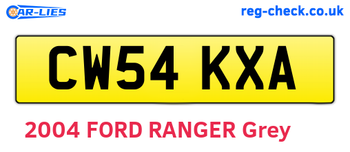 CW54KXA are the vehicle registration plates.