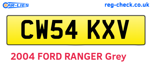 CW54KXV are the vehicle registration plates.