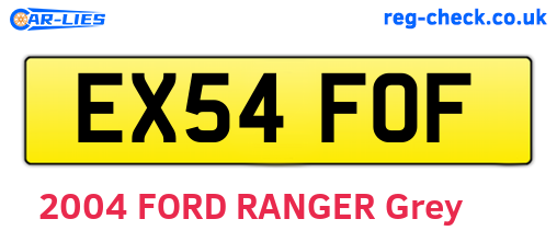 EX54FOF are the vehicle registration plates.