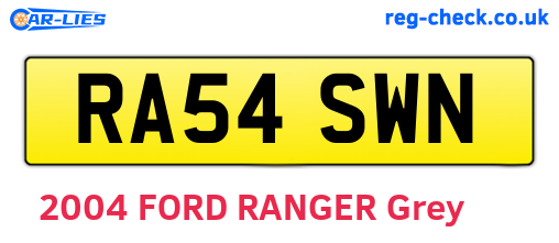RA54SWN are the vehicle registration plates.
