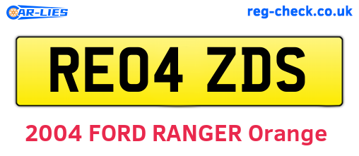 RE04ZDS are the vehicle registration plates.
