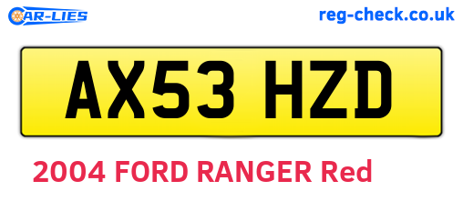 AX53HZD are the vehicle registration plates.