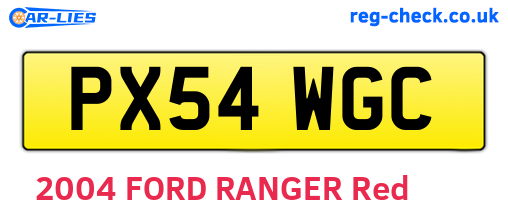 PX54WGC are the vehicle registration plates.
