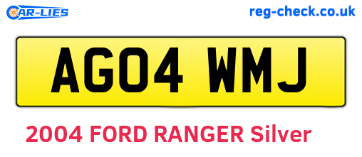 AG04WMJ are the vehicle registration plates.