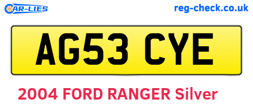 AG53CYE are the vehicle registration plates.