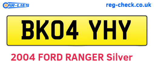 BK04YHY are the vehicle registration plates.