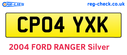CP04YXK are the vehicle registration plates.