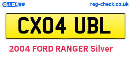 CX04UBL are the vehicle registration plates.