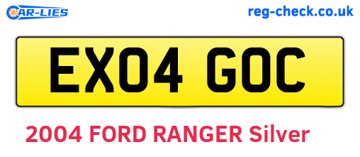EX04GOC are the vehicle registration plates.