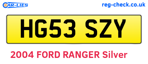 HG53SZY are the vehicle registration plates.
