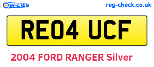 RE04UCF are the vehicle registration plates.