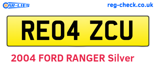 RE04ZCU are the vehicle registration plates.