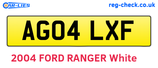 AG04LXF are the vehicle registration plates.